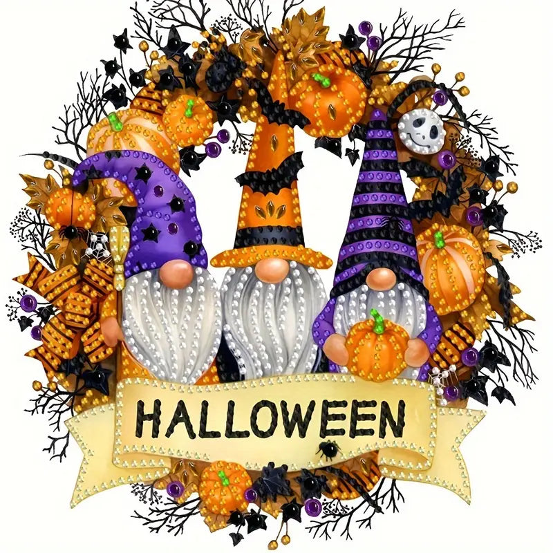 Halloween Gnome Wreath Diamond Art