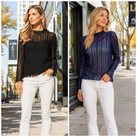 Sunshine & Rodeo Lace Mesh Layering Top - 4 Fall Colors!