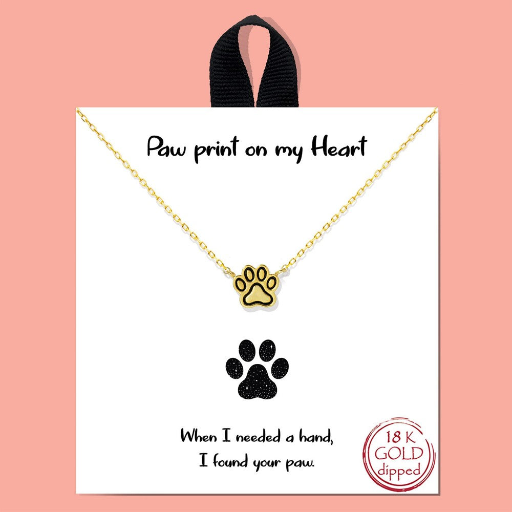 Dainty Chain Link Necklace Featuring Paw Print Pendant