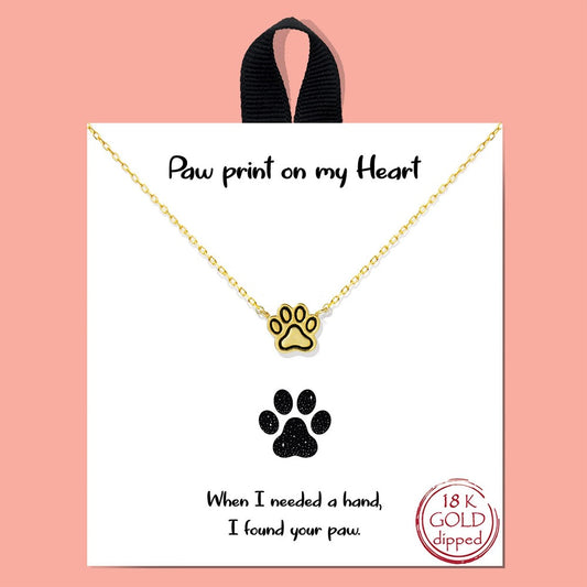 Dainty Chain Link Necklace Featuring Paw Print Pendant