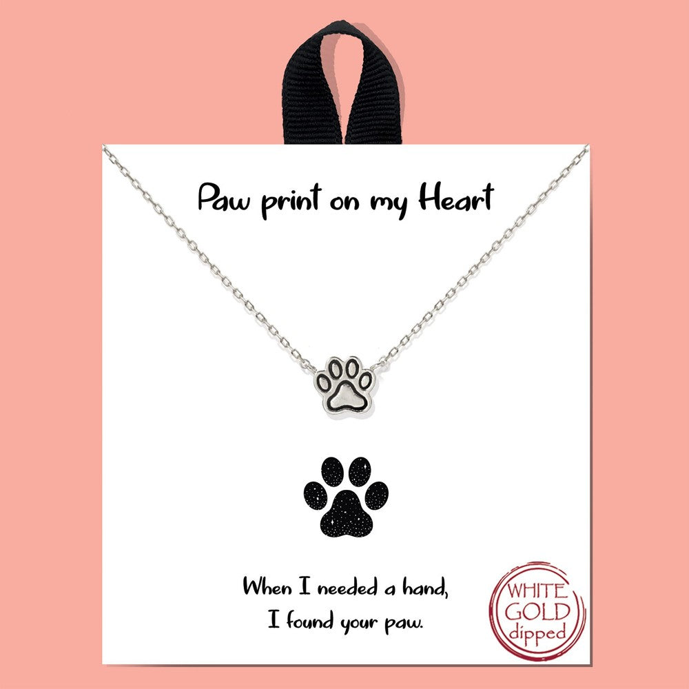 Dainty Chain Link Necklace Featuring Paw Print Pendant