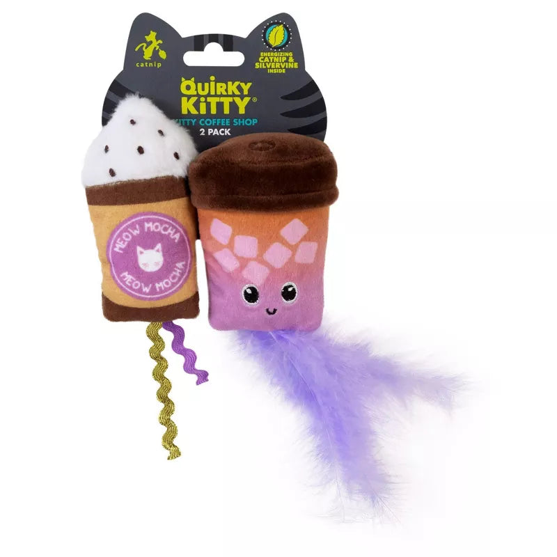 Quirky Kitty Coffee Shop Toy - 2 Pack with Catnip and Silvervine