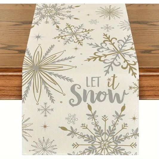 Let It Snow Snowflakes Table Runner
