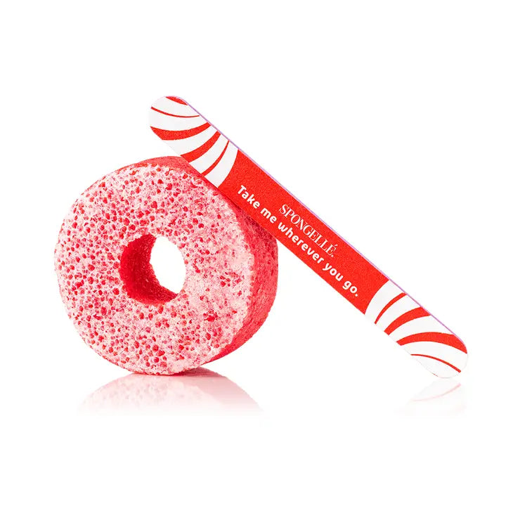 Candy Cane Pedipop Spongelle Pedi Buffer & Nail File Set PREORDER