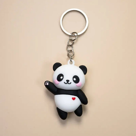 Waving Panda Keychain