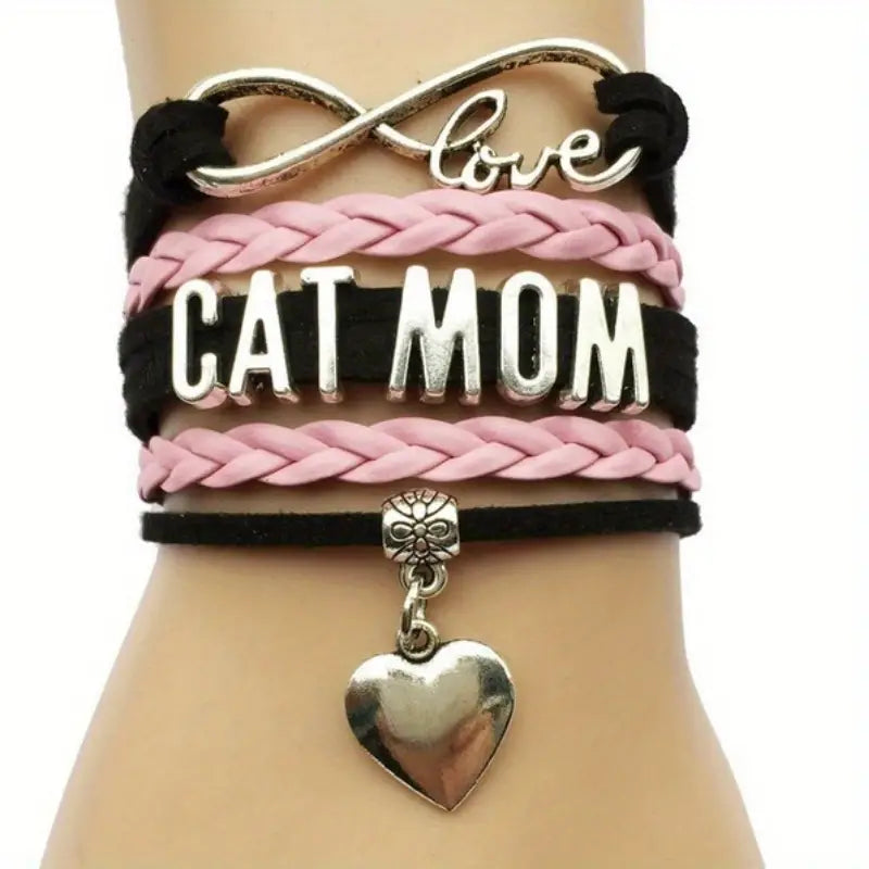 Cat Mom Layered Braided Bracelet