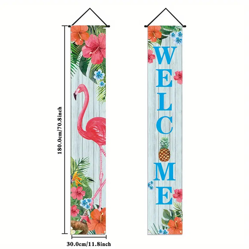 Tropical Flamingo Welcome Door Banners