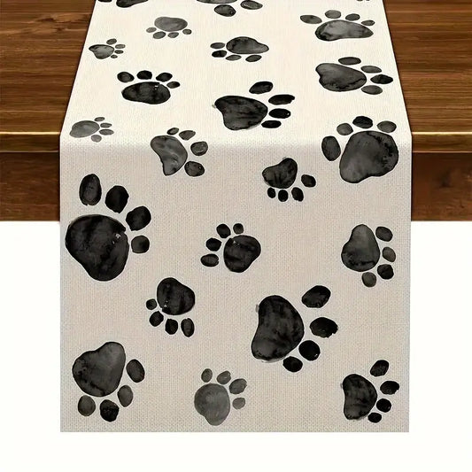 Black Paw Print Table Runner