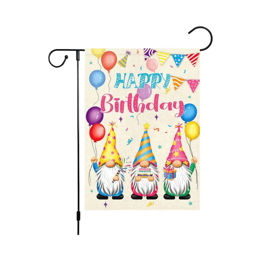 Triple Gnome Birthday Garden Flag