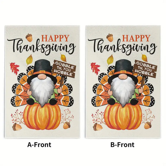 Gnome Turkey Gobble Til You Wobble Dish Towel Set