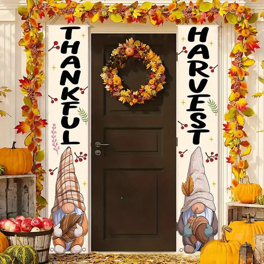 Thankful Harvest Gnome Door Banners