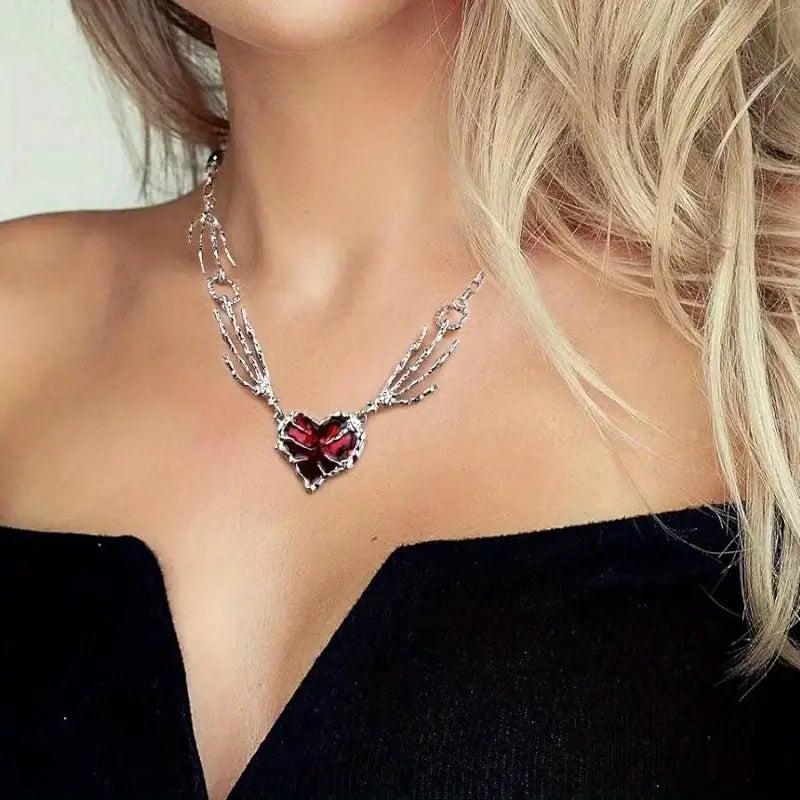 Skeleton Heart Choker Necklace