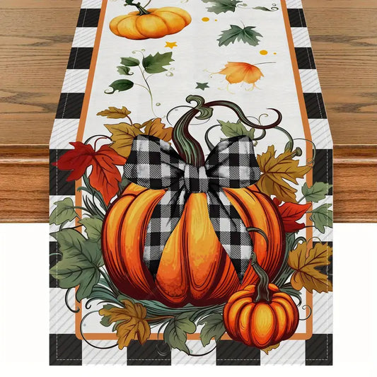 Plaid Bow Pumpkin Table Runner