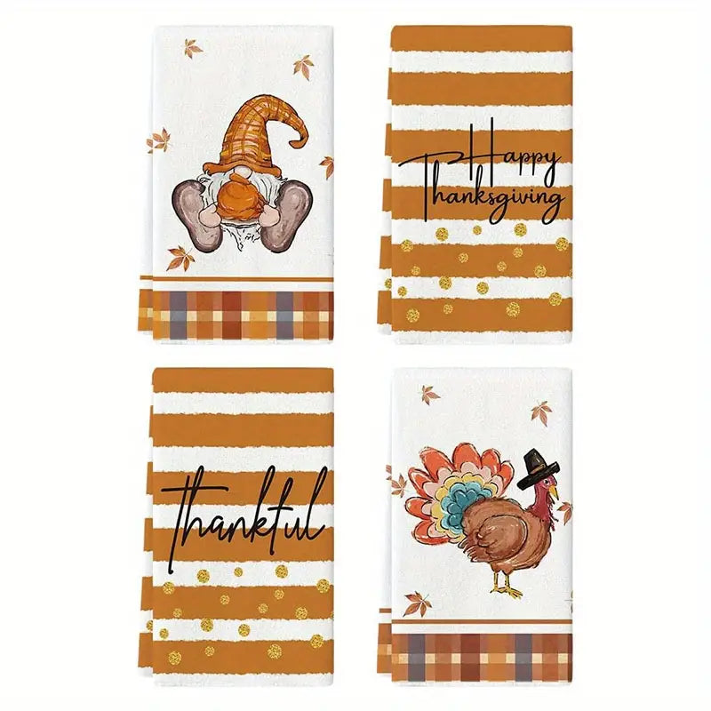 Thankful Turkey 4 Piece Dish Towel Set