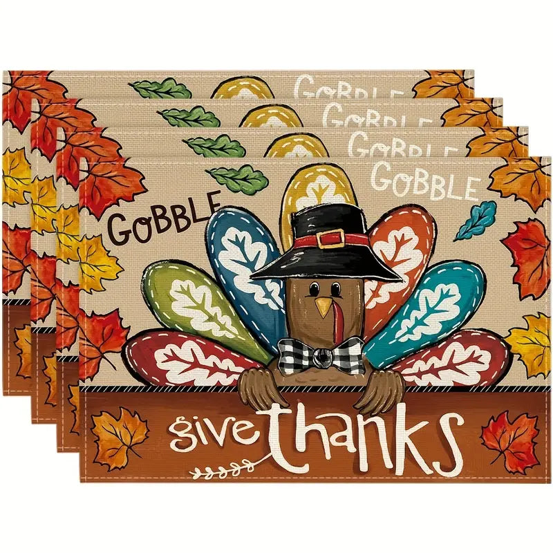 Gobble Gobble Turkey 4 Piece Place Mats