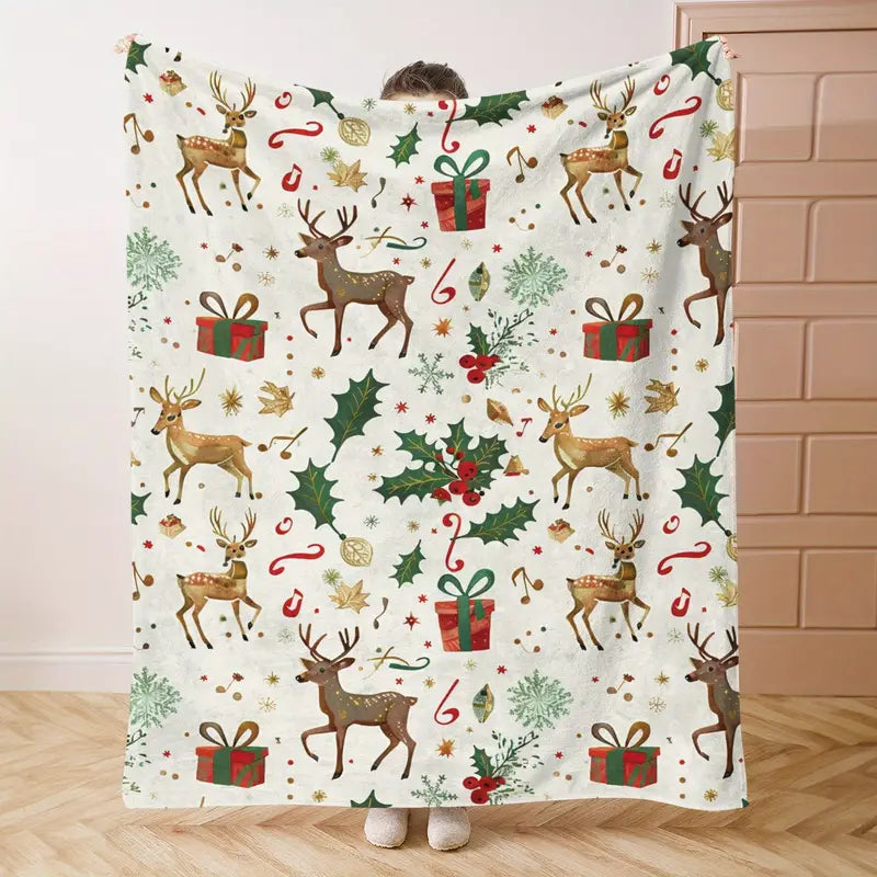 Christmas Reindeers Fleece Blanket