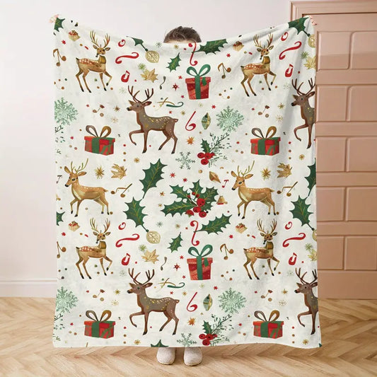 Christmas Reindeers Fleece Blanket