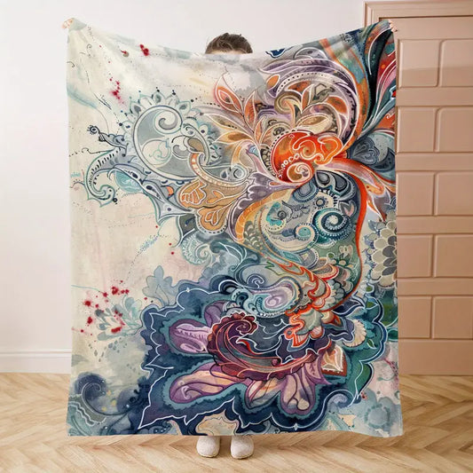 Watercolor Paisley Fleece Blanket