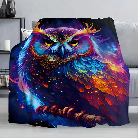 Colorful Owl Fleece Blanket