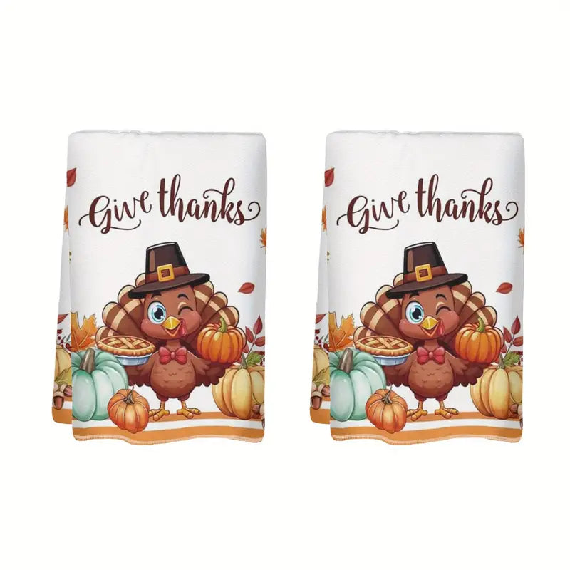 Winking Turkey Give Thanks Dish Towel Set