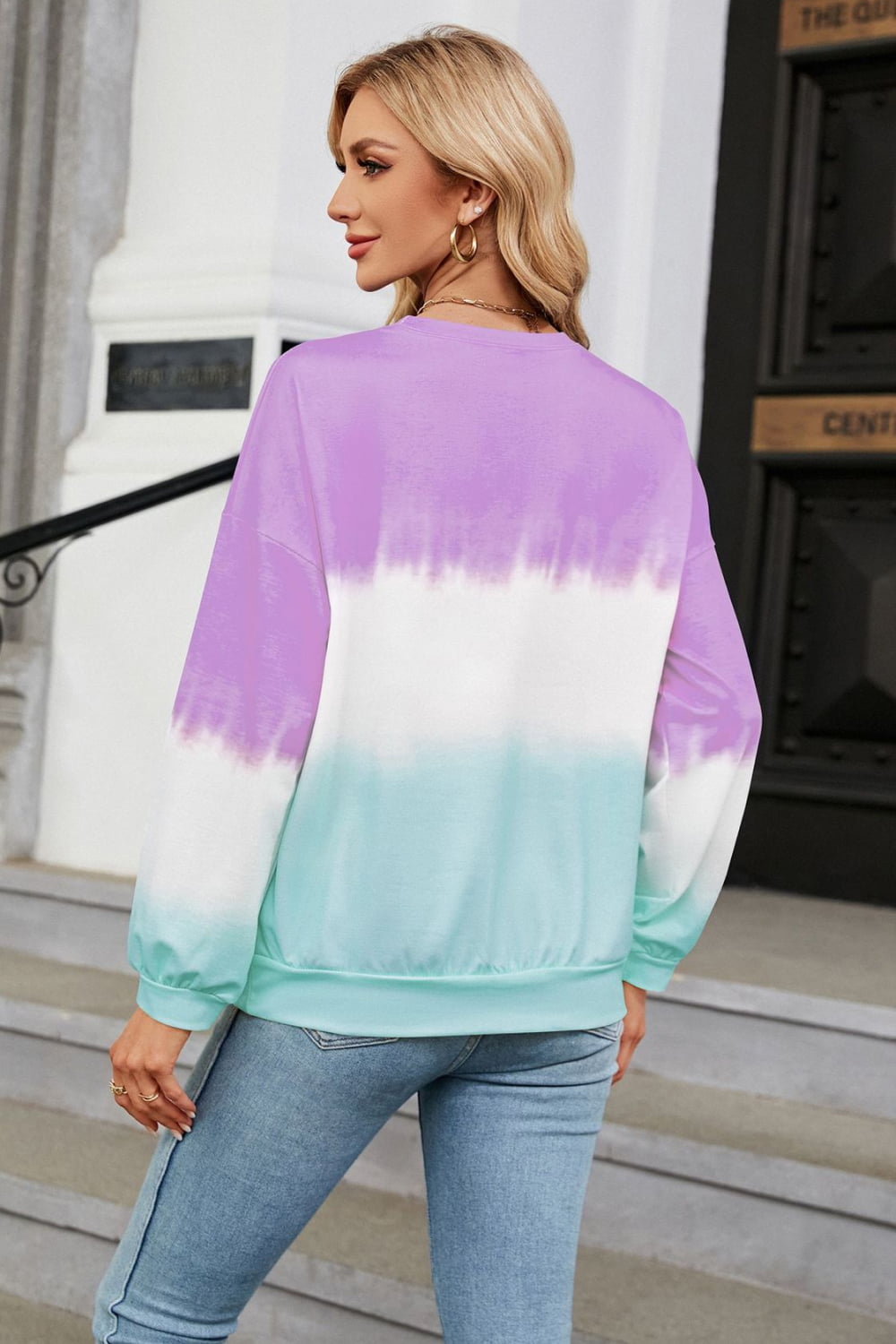 7 colors! Gradient Round Neck Long Sleeve Sweatshirt