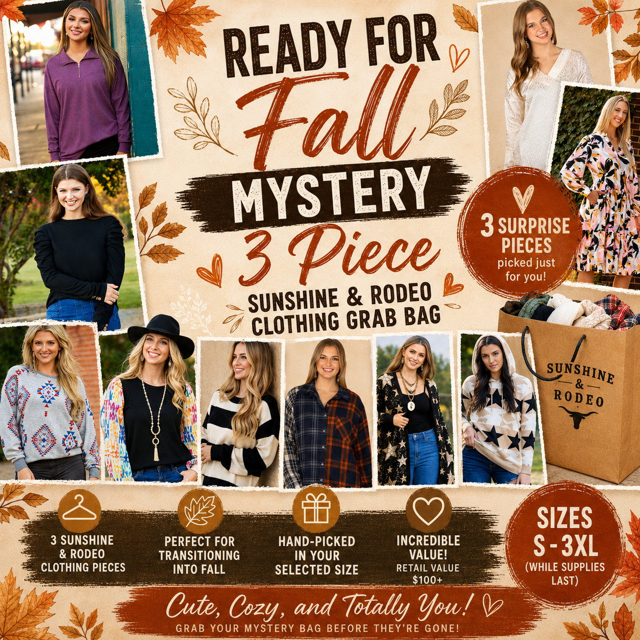 Ready for Fall Sunshine & Rodeo 3 Piece Mystery Grab Bag