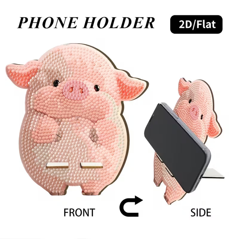 Preorder Wooden Pig Diamond Art Phone Stand