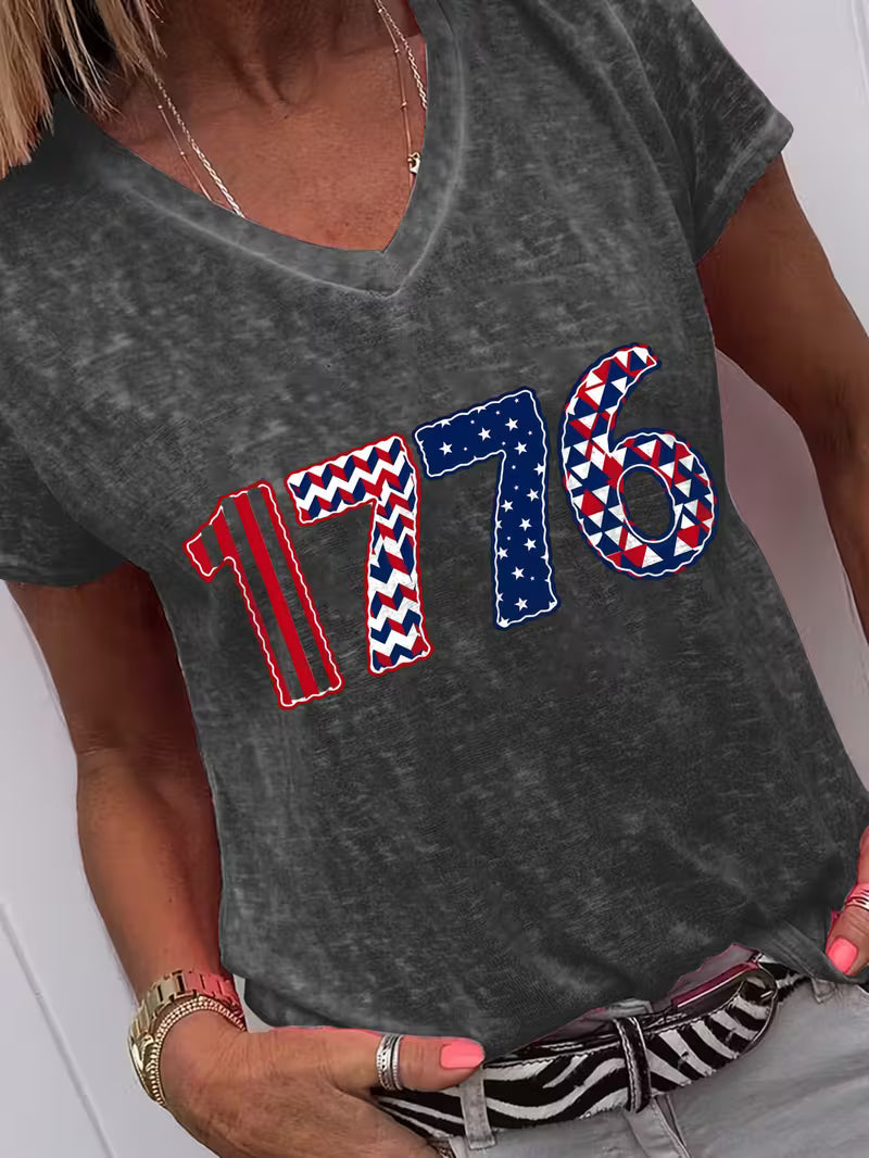 Women's 1776  V-neck Vinyl Graphic T-Shirt