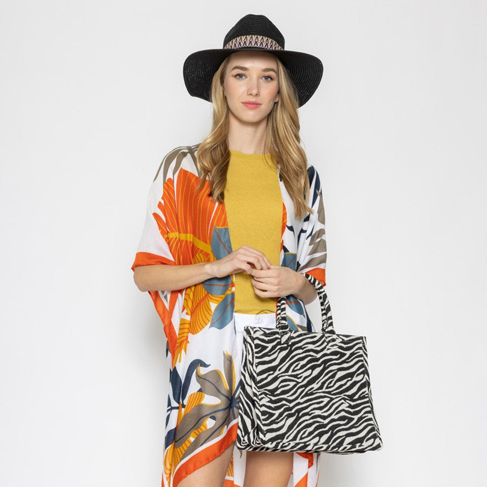 Zebra Print Structured Handbag