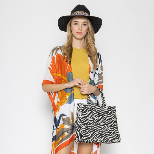 Zebra Print Structured Handbag