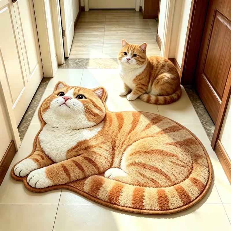 Preorder Orange  Cat Shaped Bath/Bedroom/Kitchen Rug