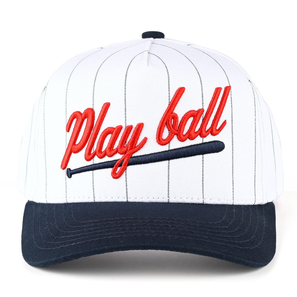 C.C TCM0077 Two Tone & Pin Stripe Embroidered "Play Ball" Baseball Cap