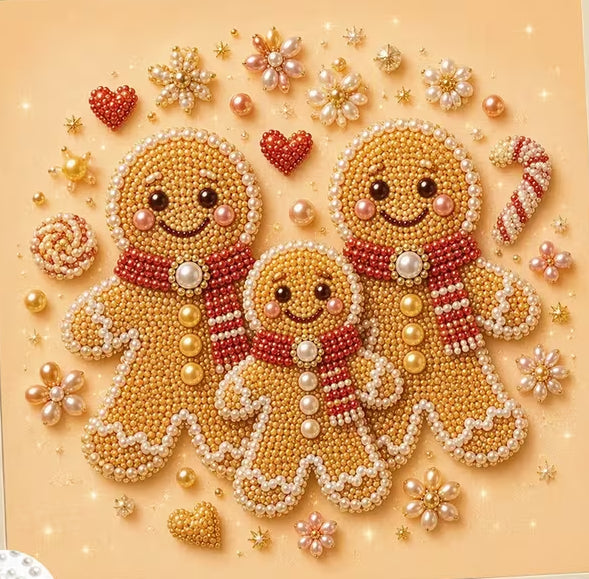 Preorder 3 Gingerbread Men Pearl Painting Kit