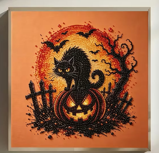 Black Cat Pumpkin Pearl Painting Kit