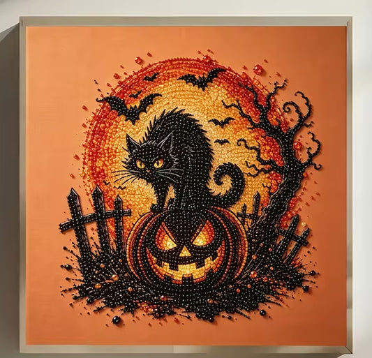 Black Cat Pumpkin Pearl Painting Kit