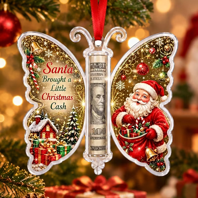 Butterfly Money Holder Christmas Ornament - Santa