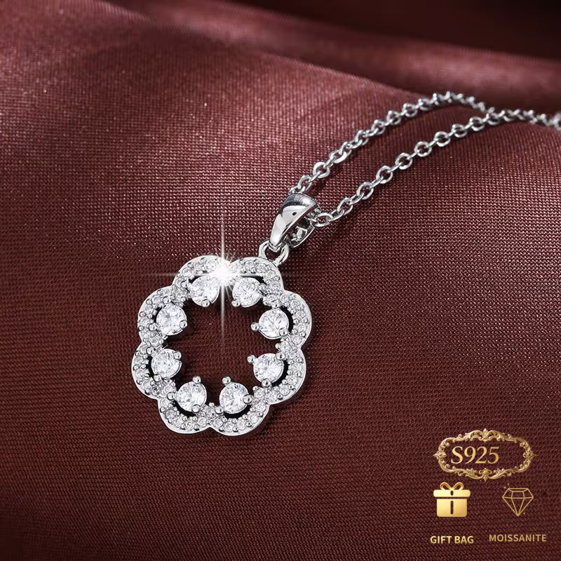 925 Silver Moisanite Wreath Necklace