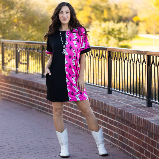 DoorBuster Western Color Block Dress with Pockets