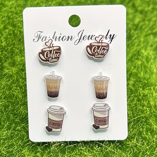 3 Set of Coffee Earrings