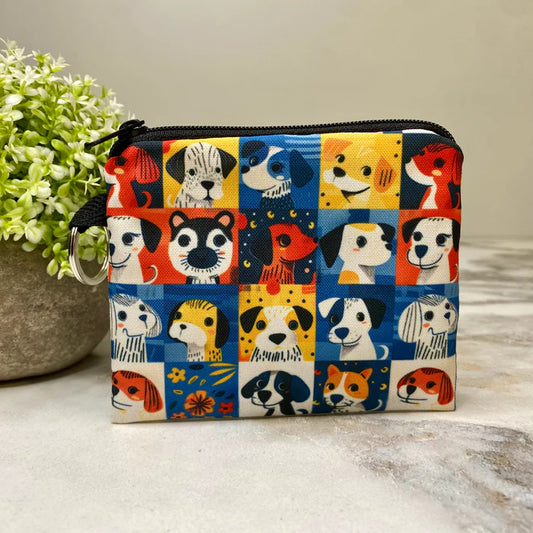 Dog Squares- Mini Coin Purse Keyring