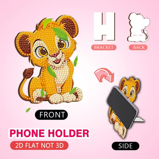 Preorder Wooden Lion Diamond Art Phone Stand