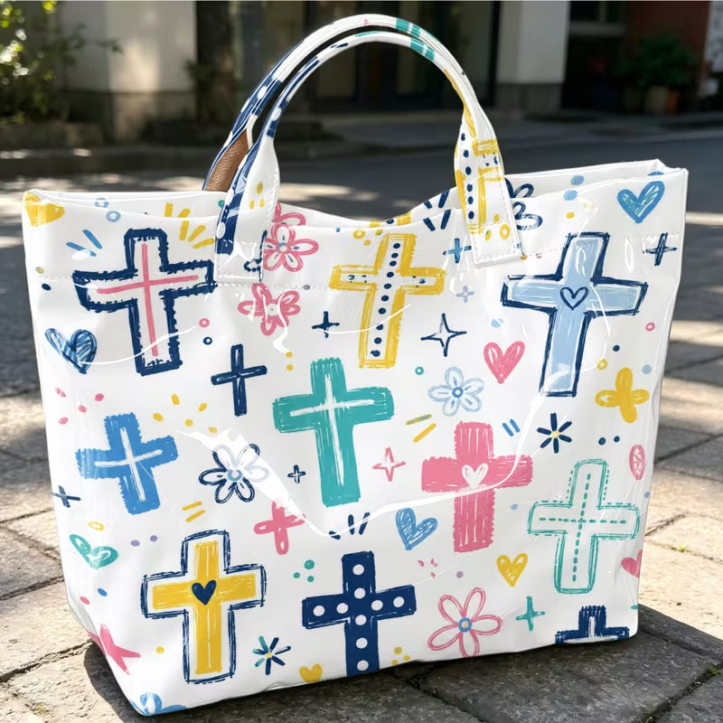 Glossy PVC Pastel Cross Tote Bag