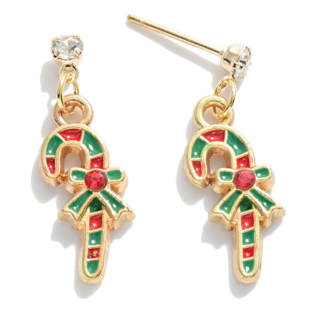 Dainty Enamel Candy Cane Drop