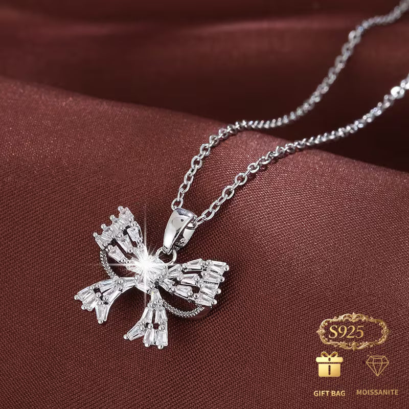 925 Silver Moisanite Bow Necklace