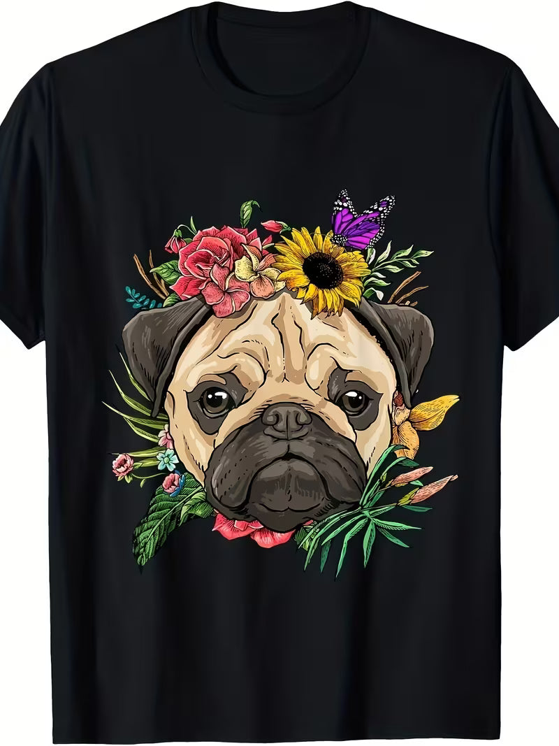 Unisex Pug Vinyl Graphic T-Shirt