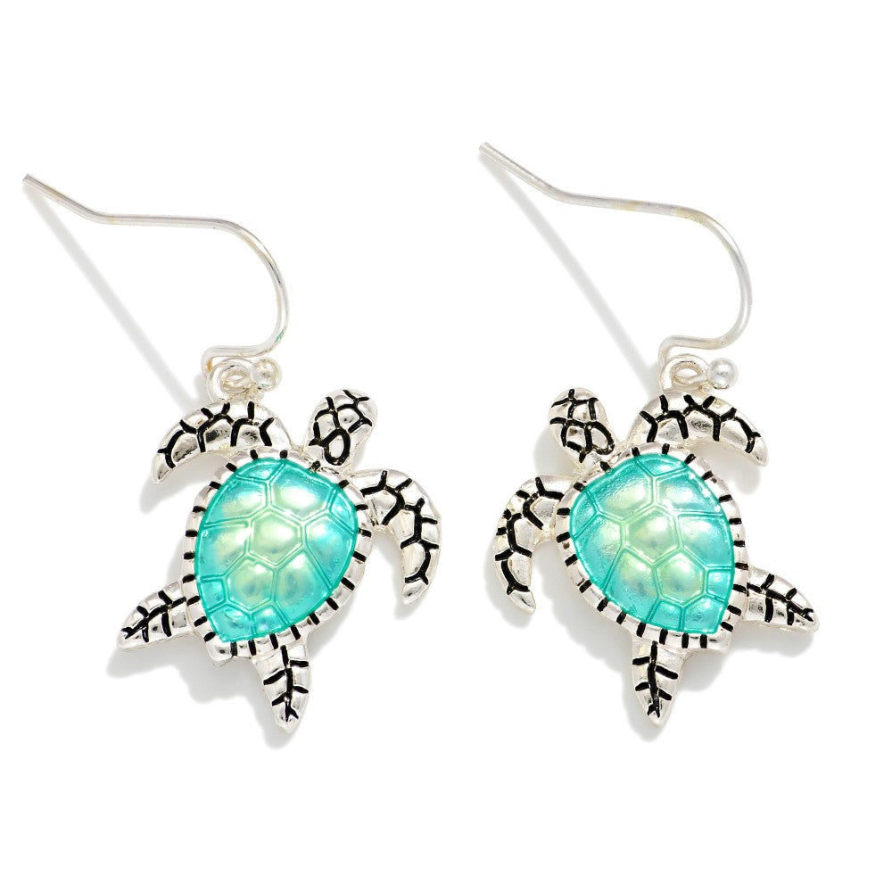 Acetate & Metal Turtle Drop Earrings