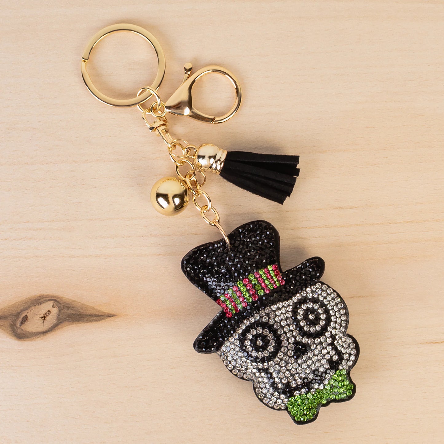 Crystal Skeleton Keychain - Black