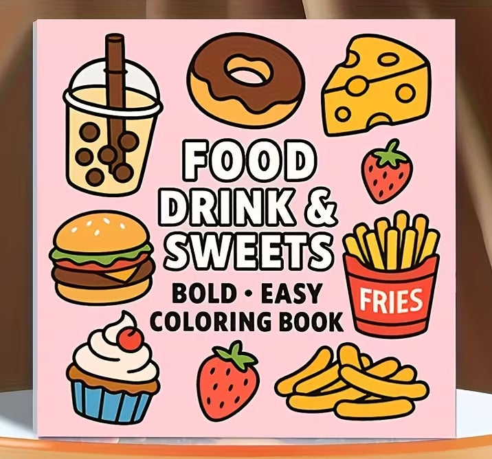 Food, Drinks & Sweets Coloring Book