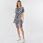 Women's New Mix Brand Camouflage Short Sleeve Top & Biker Short Set - White Leopard