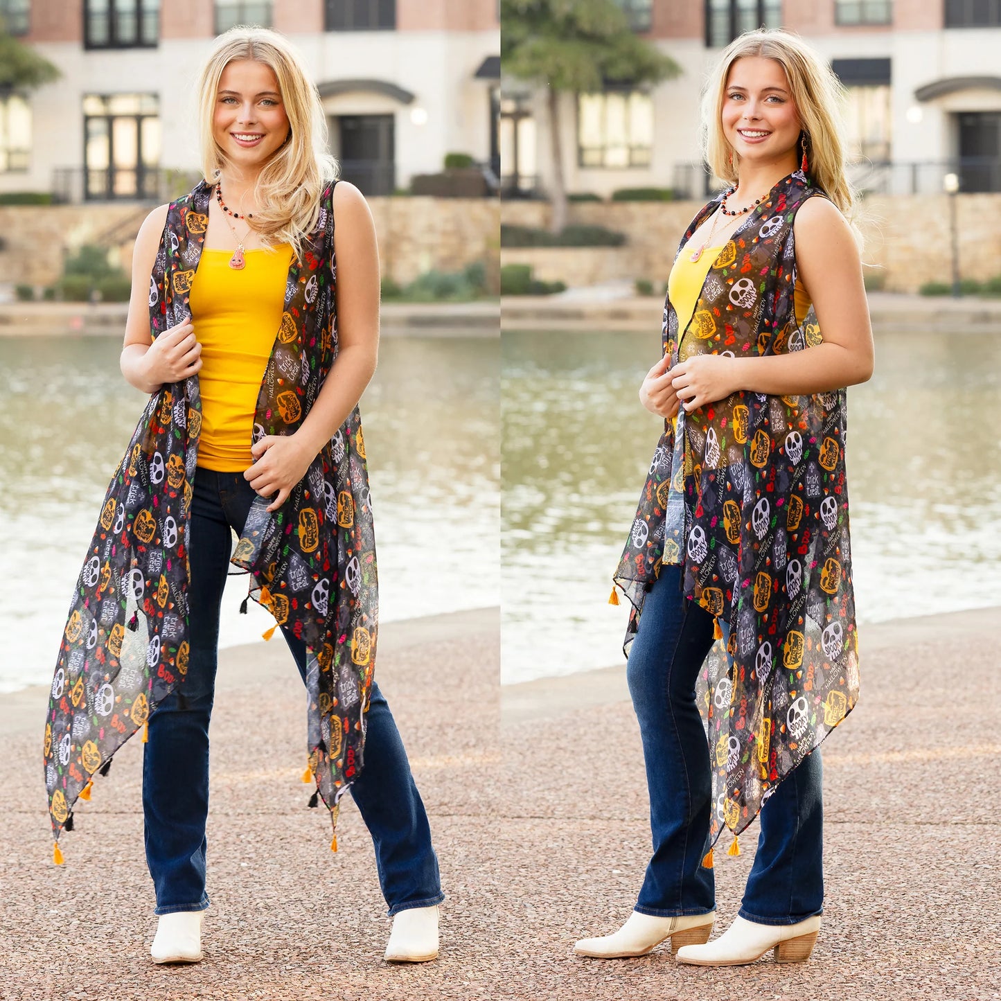 Sunshine & Redeo Trick or Treat Halloween Print Vest
